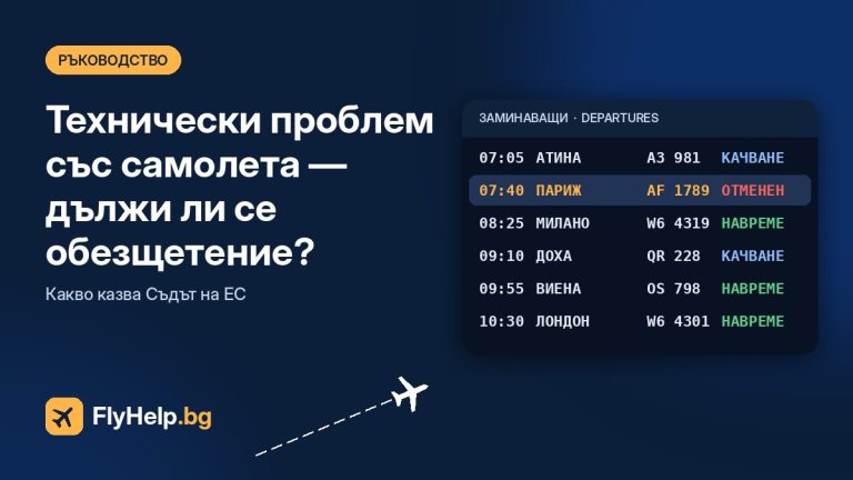 Отменен или закъснял полет поради технически причини — дължи ли се обезщетение? — FlyHelp.bg