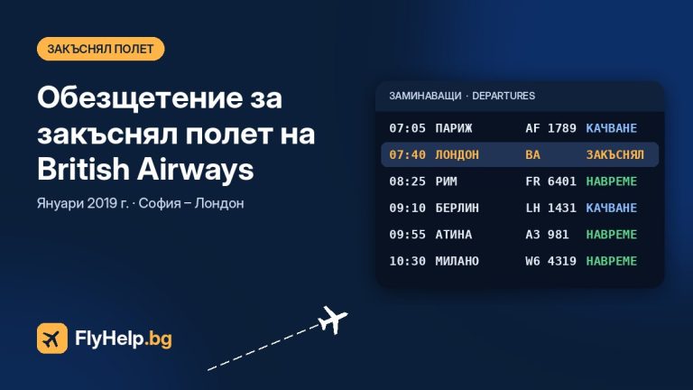 Обезщетение за закъснял полет на British Airways (София – Лондон) от януари 2019 г. — FlyHelp.bg