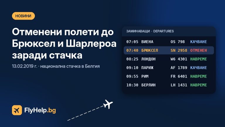 Отменени полети от София до Брюксел и Шарлероа поради национална стачка (13.02.2019 г.) — FlyHelp.bg