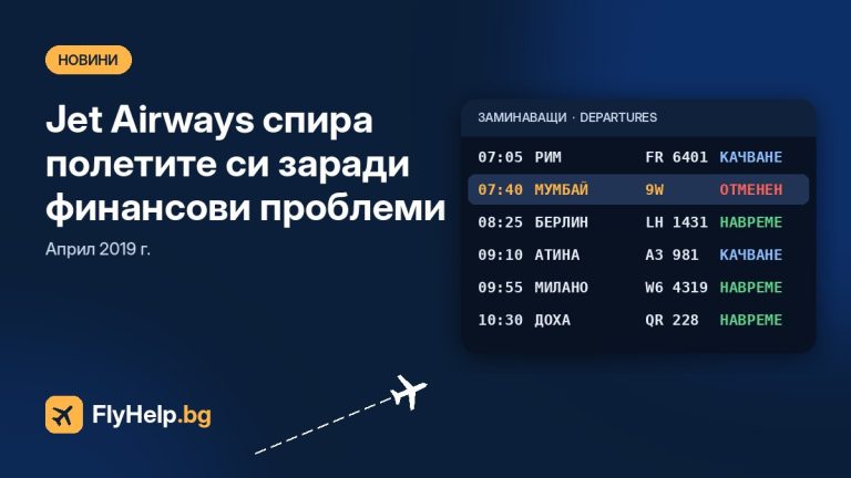 Jet Airways спира полетите си заради финансови проблеми (2019) — FlyHelp.bg