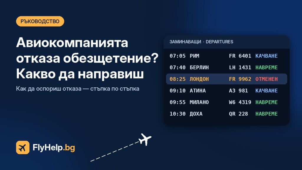 Авиокомпанията отказа обезщетение — какво да направиш — FlyHelp.bg
